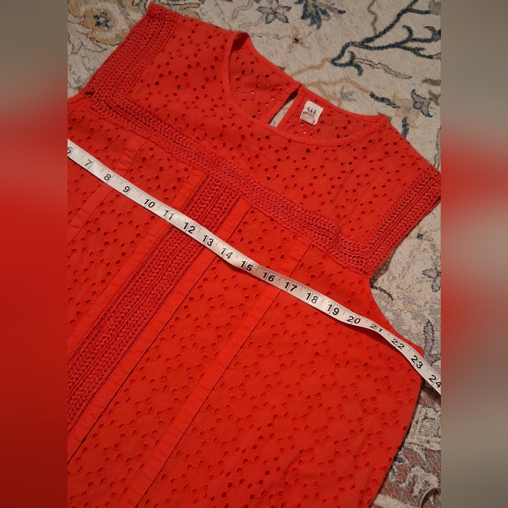 Gap Bright Coral Eyelet Sleeveless Mini - Picture 2 of 4